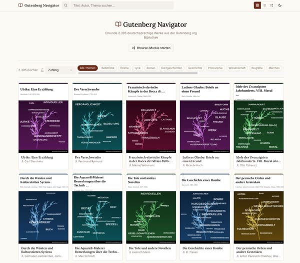 Mein persönliches Interface für die deutschsprachige Buch-Sammlung auf Gutenberg.org